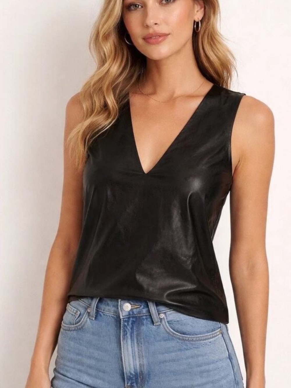 Vince Lamb Leather and Silk Tank
